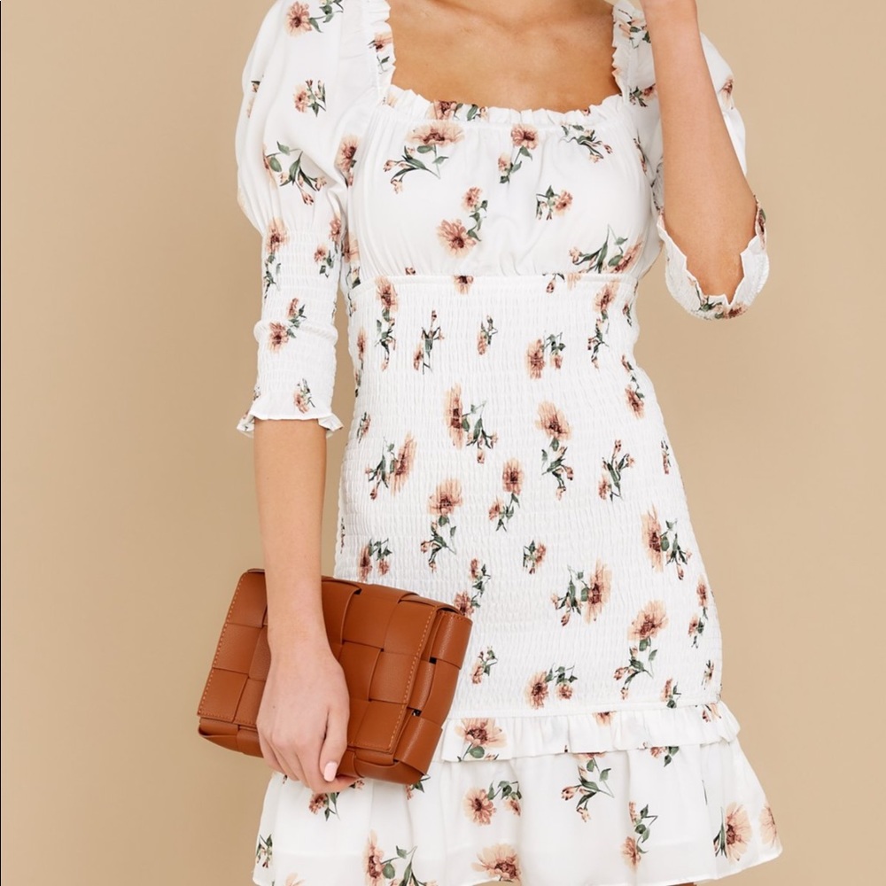 NWT Storia white floral smocked bodice dress - Picture 4 of 7